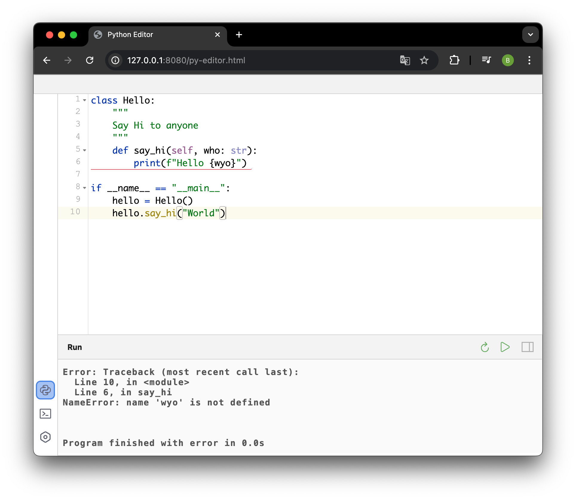 Error Highlighting